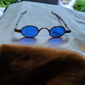 Vintage 1800s silver frame blue shade sunglasses
